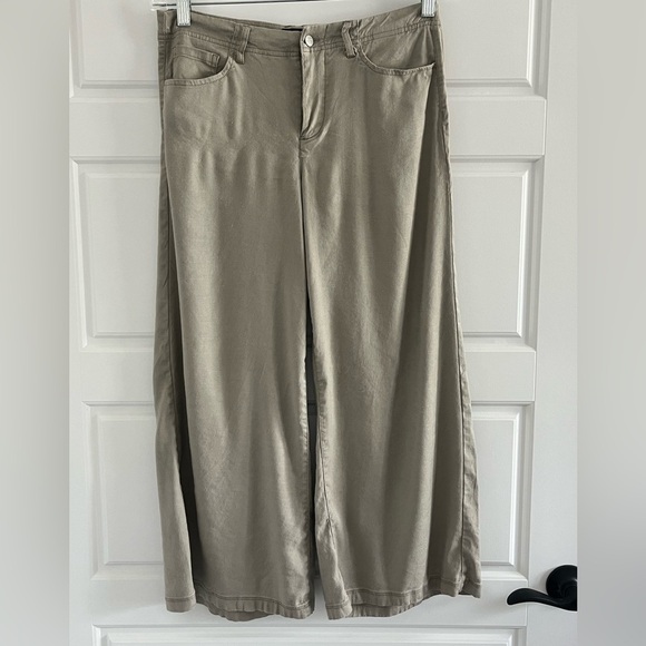 NYDJ Lift x Tuck Linen Blend Cropped Wide-Leg Pants Neutral Size 0 - Picture 1 of 16